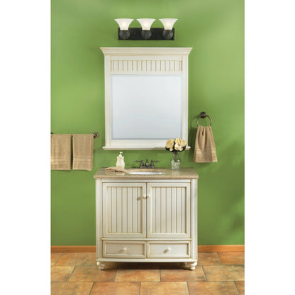 Sunny Wood Bristol Beach White 36 In. W x 34 In. H x 21 In. D Vanity Base, 2 Door/2 Drawer