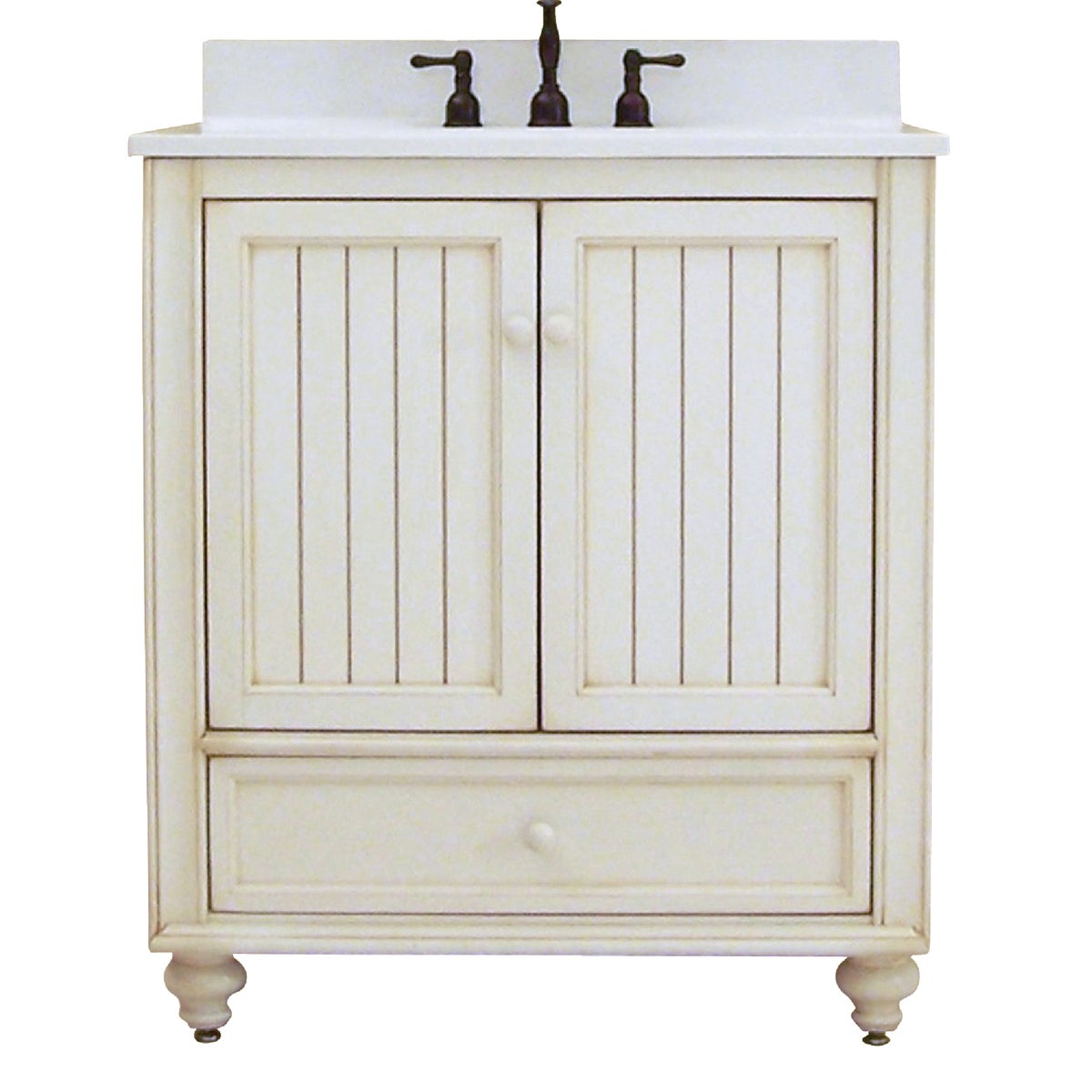 Sunny Wood Bristol Beach White 30 In. W x 34 In. H x 21 In. D Vanity Base, 2 Door/1 Drawer