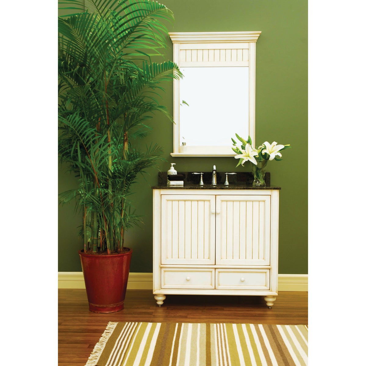 Sunny Wood Bristol Beach White 30 In. W x 34 In. H x 21 In. D Vanity Base, 2 Door/1 Drawer