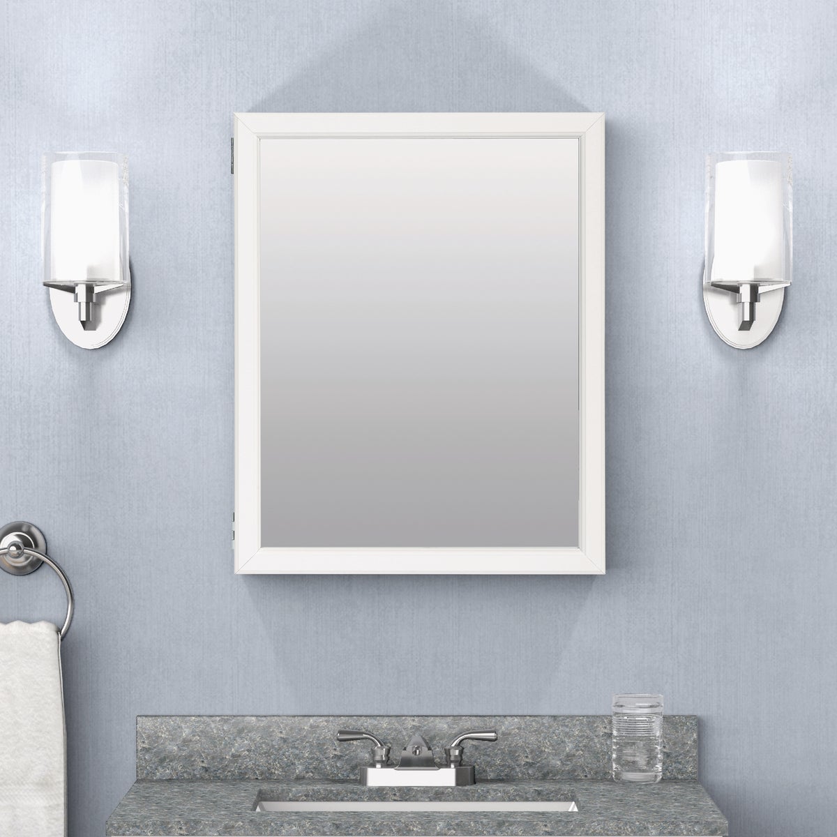 Zenith Zenna Home White 20 In. W. x 25 In. H. x 4.5 In. D. Single Mirror Surface Mount Framed Medicine Cabinet