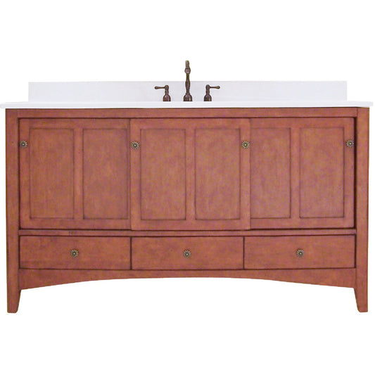 Sunny Wood Expressions Warm Cinnamon 60 In. W x 34 In. H x 21-1/2 In. D Vanity Base, 3 Door/3 Drawer