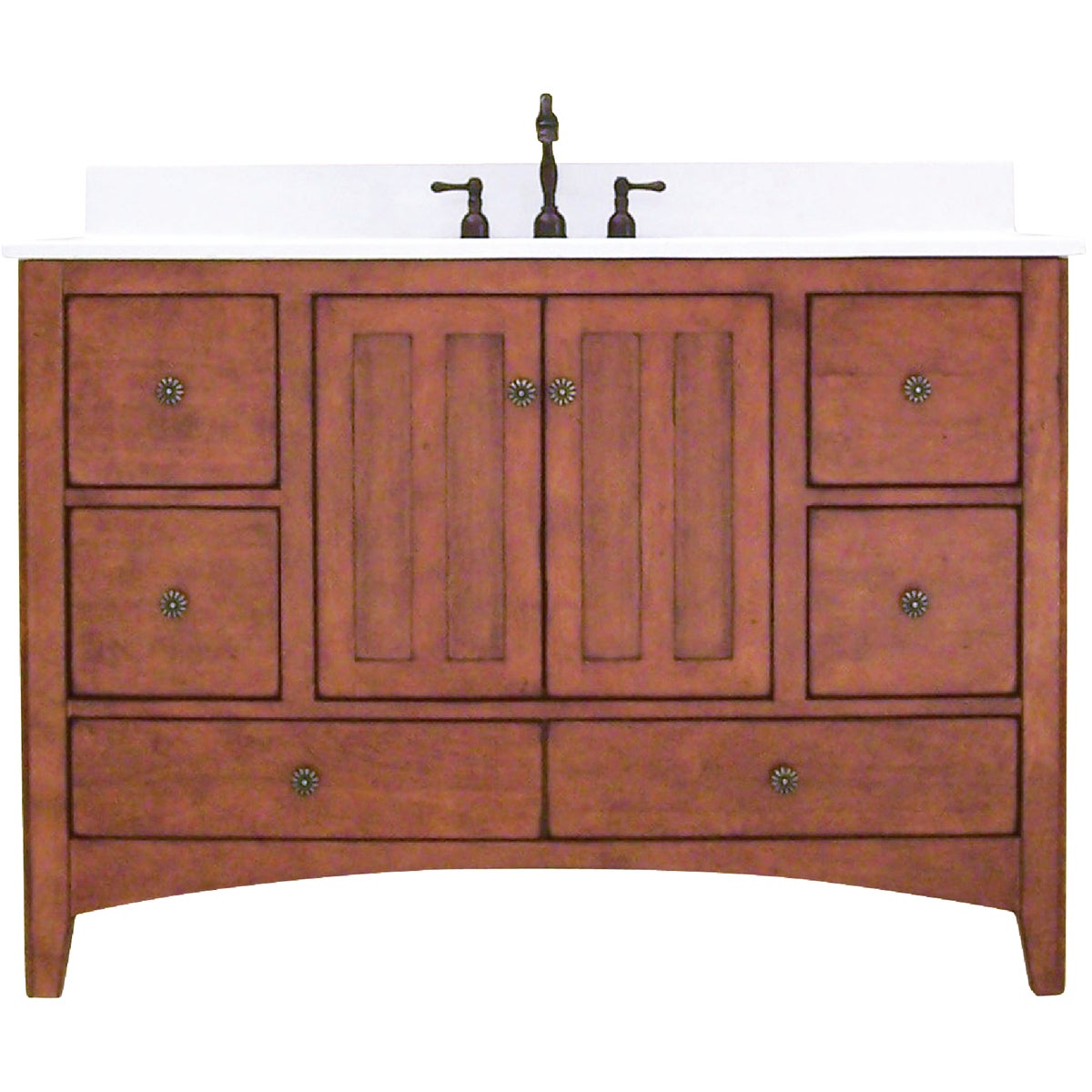 Sunny Wood Expressions Warm Cinnamon 48 In. W x 34 In. H x 21-1/4 In. D Vanity Base, 2 Door/6 Drawer