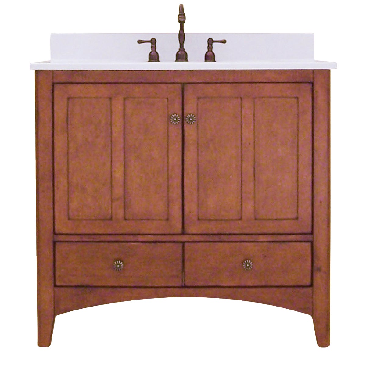 Sunny Wood Expressions Warm Cinnamon 36 In. W x 34 In. H x 21-1/4 In. D Vanity Base, 2 Door/2 Drawer