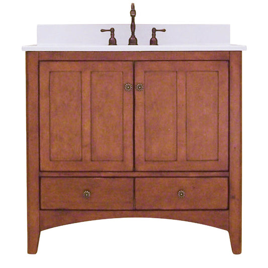 Sunny Wood Expressions Warm Cinnamon 36 In. W x 34 In. H x 21-1/4 In. D Vanity Base, 2 Door/2 Drawer