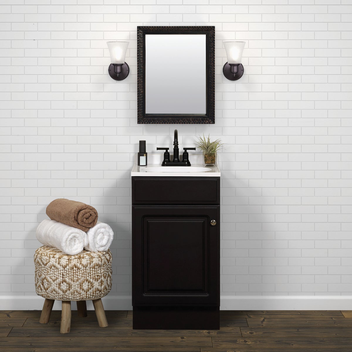 Zenith Zenna Home Espresso 18 In. W x 35 In. H x 16 In. D Vanity with White Cultured Marble Top