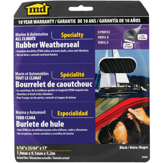 M-D 5/16" 23/64" 17' Auto & Marine Weatherstrip