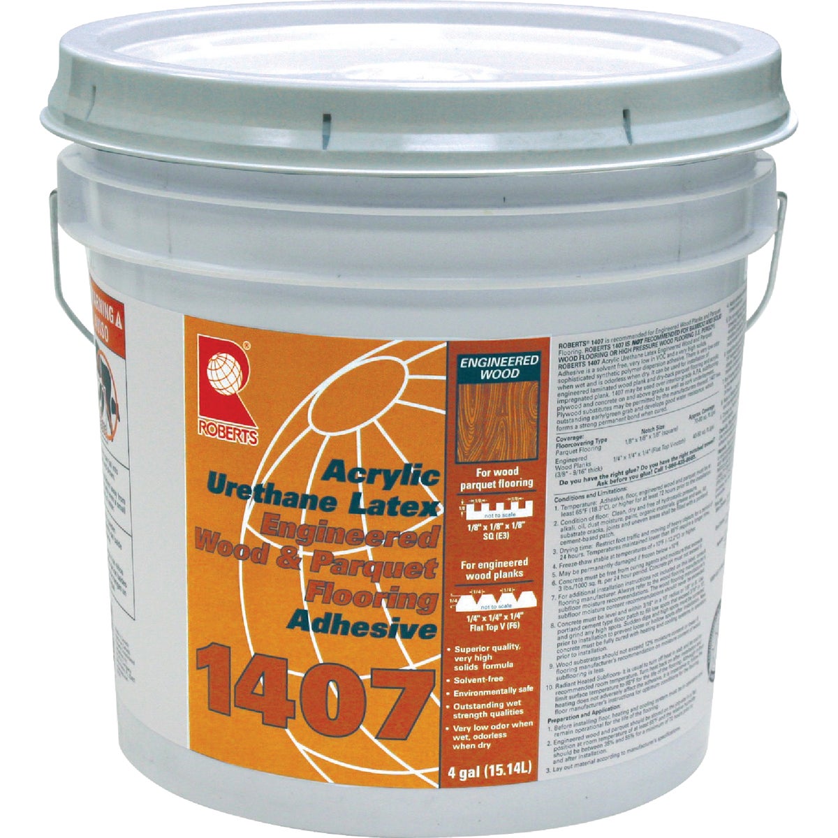 Roberts Acrylic Latex Wood Floor Adhesive, 4 Gal.