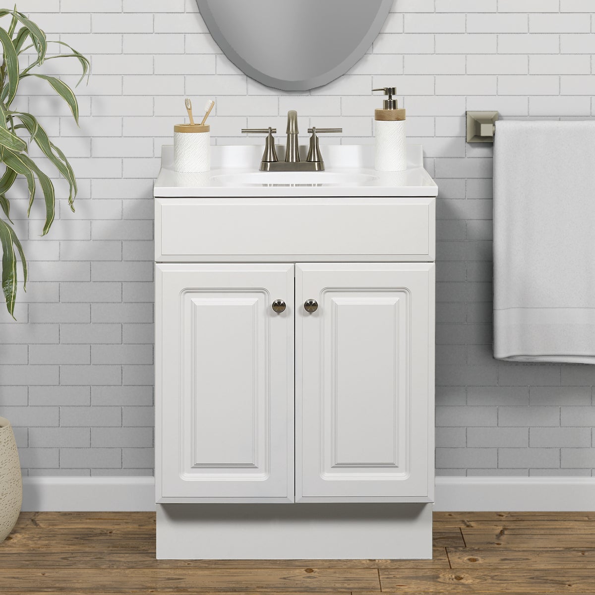 Zenith Zenna Home White 24 In. W x 35 In. H x 18 In. D Vanity with White Cultured Marble Top