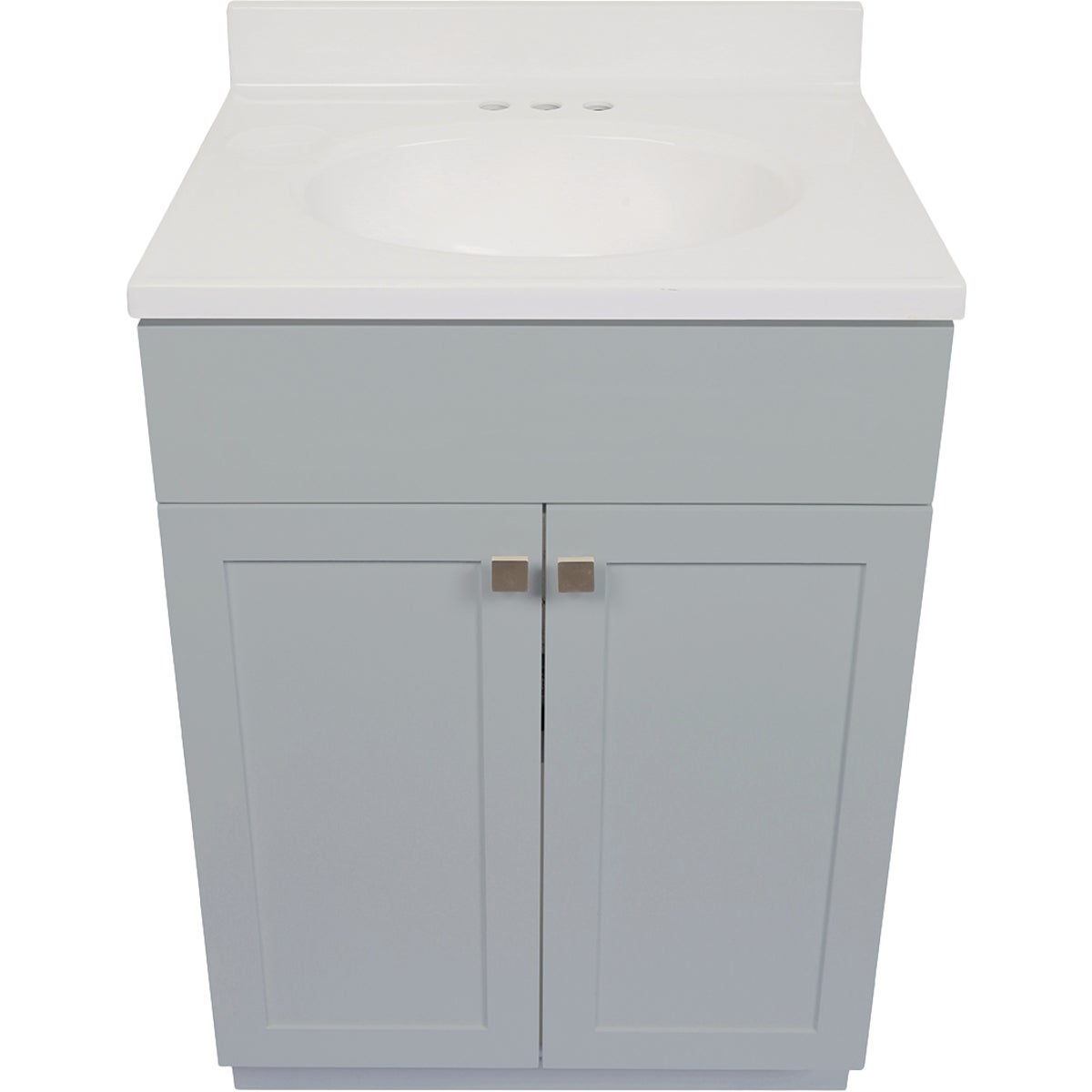 Modular Charleston Gray 24 In. W x 34-1/2 In. H x 18 In. D Vanity with White Cultured Marble Top