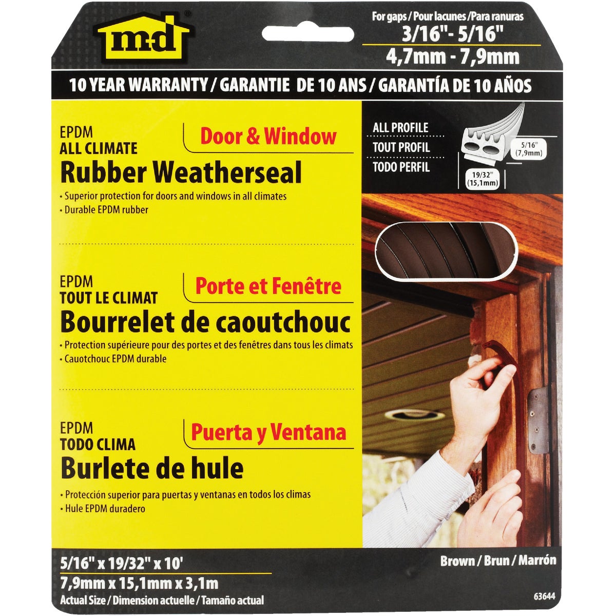 M-D Brown 10' 19/32" Rubber Weatherstrip