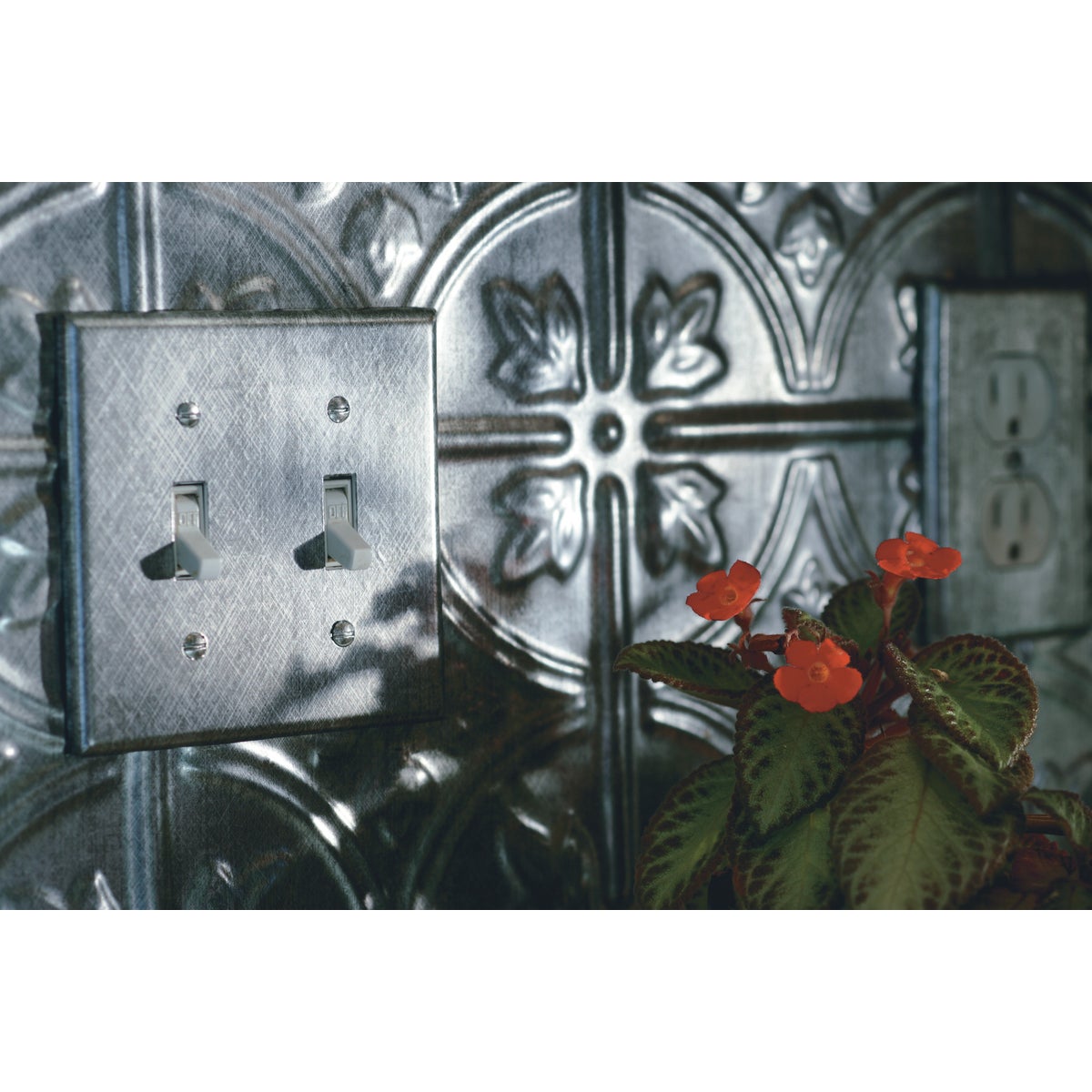 Fasade 18 In. x 24 In. Thermoplastic Backsplash Panel, Cross Hatch Silver Traditional 1