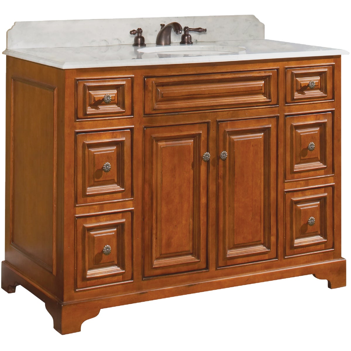 Sunny Wood Cambrian Cherry 48 In. W x 34 In. H x 21-1/2 In. D Vanity Base, 2 Door/4 Drawer