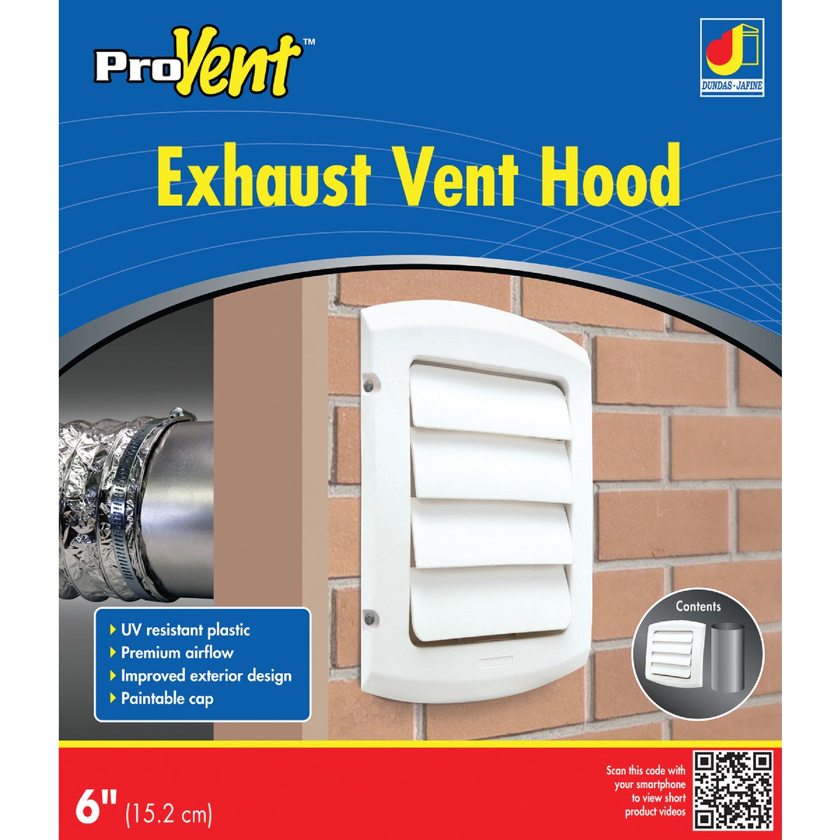 Dundas Jafine ProVent 6 In. White Louvered Dryer Vent Hood