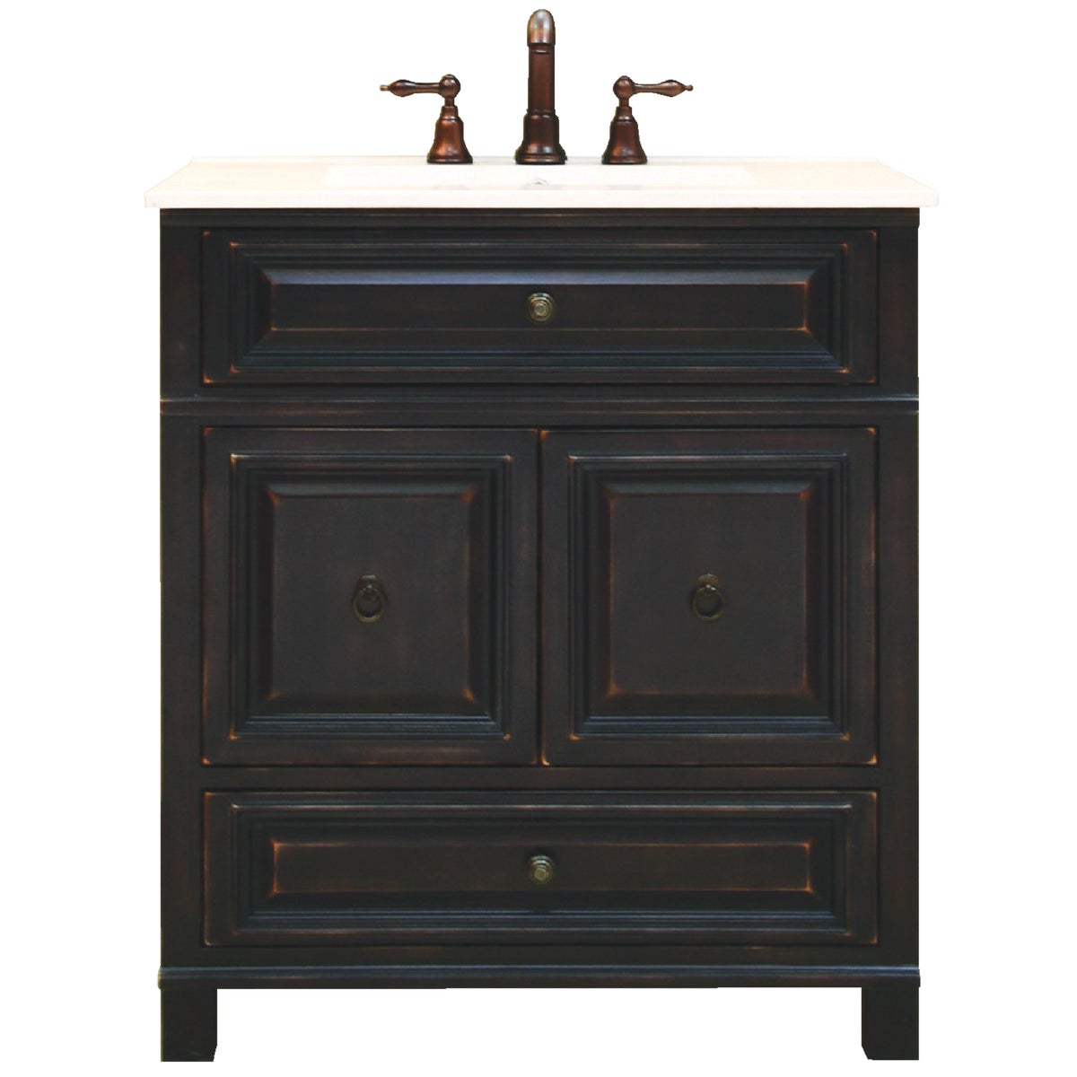 Sunny Wood Barton Hill Black Onyx 30 In. W x 34 In. H x 21 In. D Vanity Base, 2 Door/1 Drawer