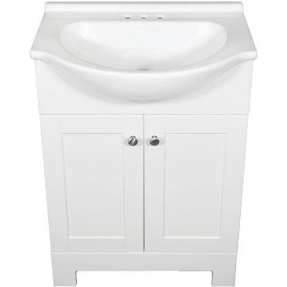 Continental Cabinets European White 24 In. W x 33-1/2 In. H x 12-1/2 In. D Vanity with White Cultured Marble Top