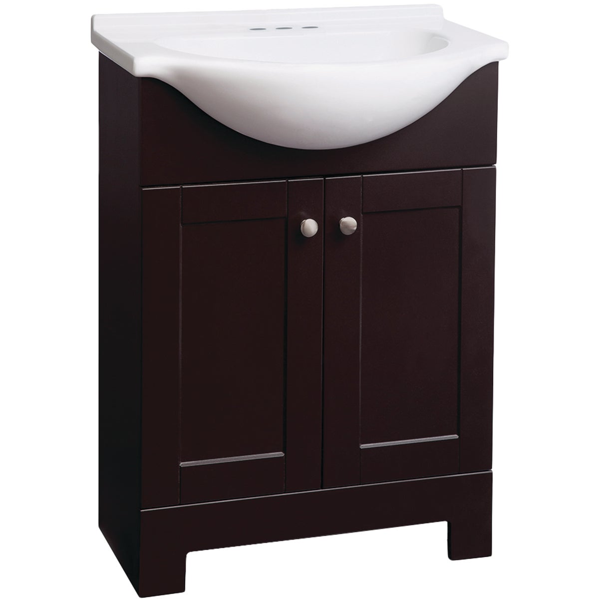 Continental Cabinets European Espresso 24 In. W x 33-1/2 In. H x 12-1/2 In. D Vanity with White Cultured Marble Top