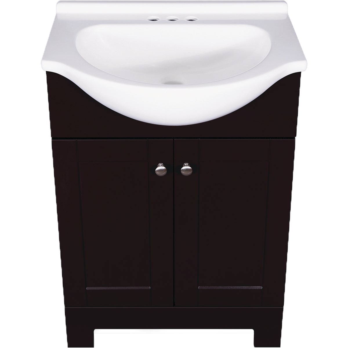 Continental Cabinets European Espresso 24 In. W x 33-1/2 In. H x 12-1/2 In. D Vanity with White Cultured Marble Top