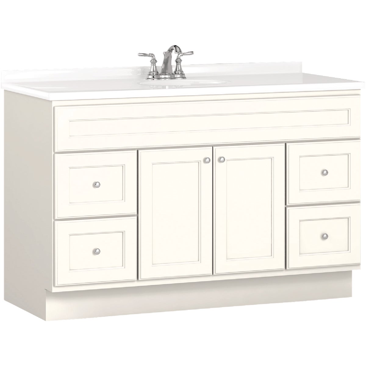 Bertch Northbrook 48 In. W x 34-1/2 In. H x 21 In. D White Vanity Base, 2 Door/4 Drawer