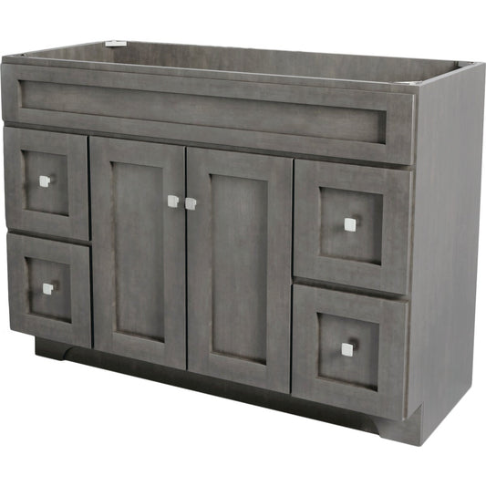 CraftMark St. Paul Designer Gray Stained 48 In. W x 34 In. H x 21 In. D Vanity Base, 2 Door/4 Drawer