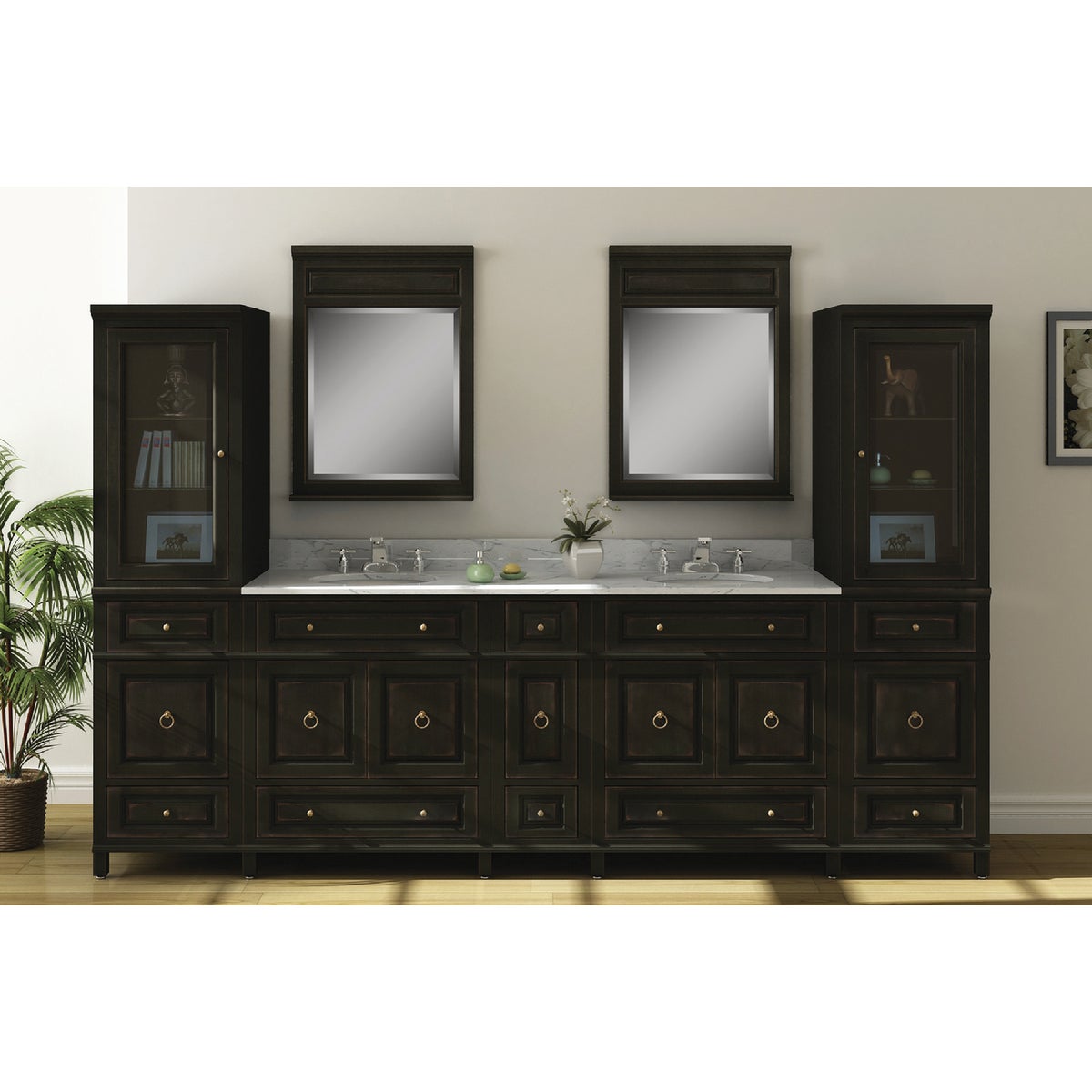 Sunny Wood Barton Hill Black Onyx 36 In. W x 38 In. H Vanity Mirror