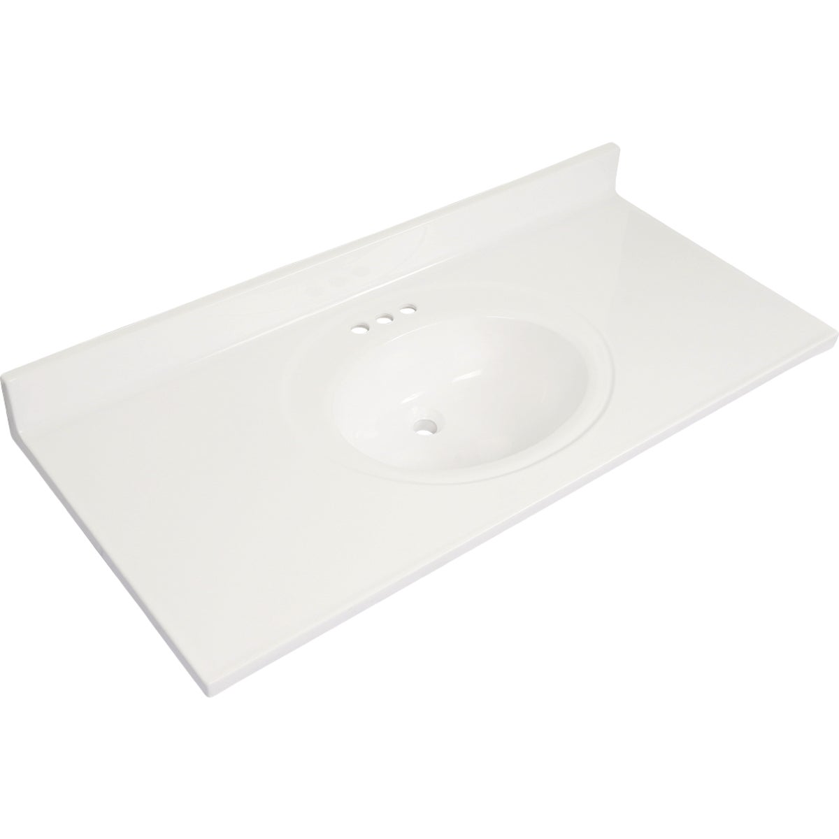 Modular Vanity Tops 49 In. W x 22 In. D Solid White Cultured Marble Flat Edge Vanity Top with Oval Bowl