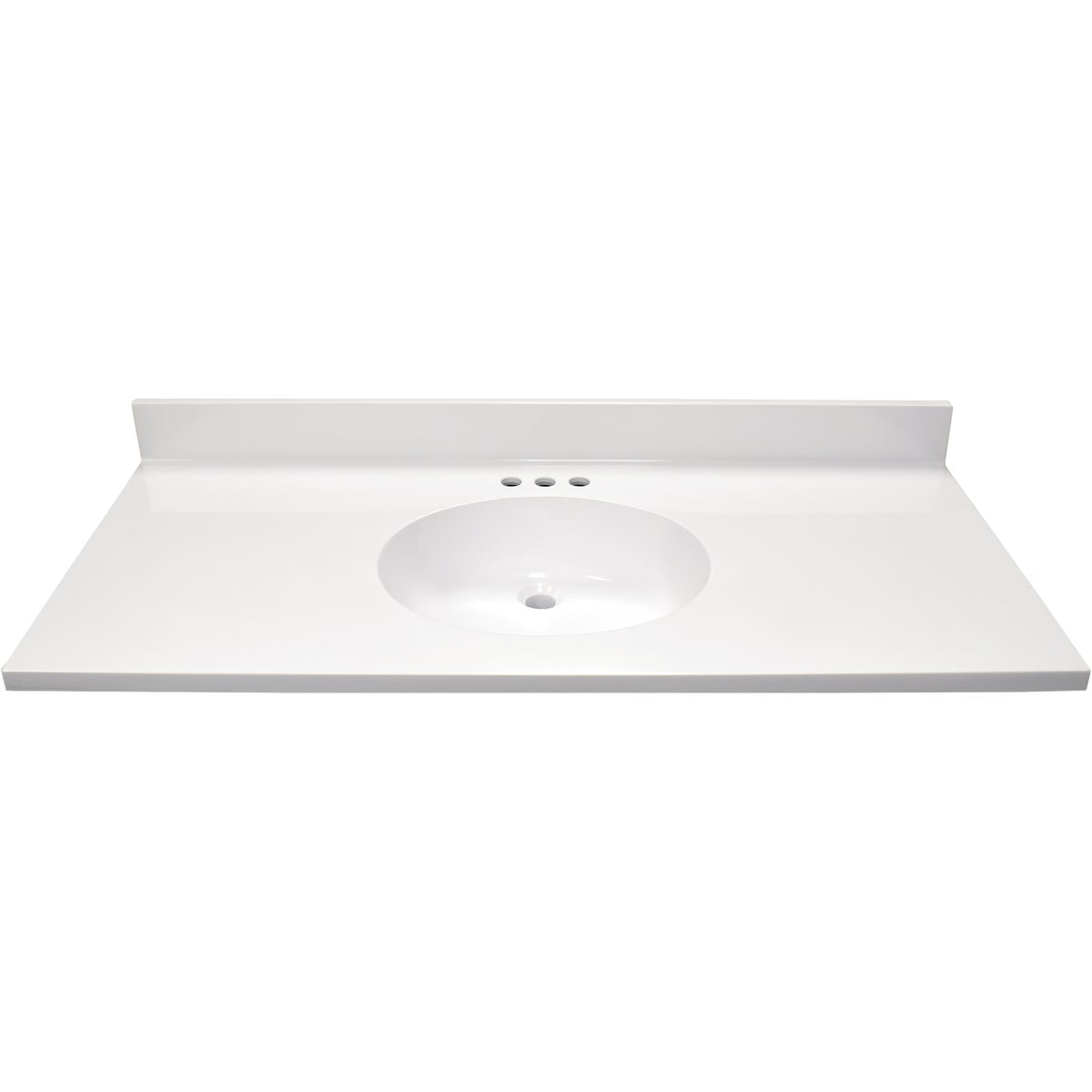 Modular Vanity Tops 49 In. W x 22 In. D Solid White Cultured Marble Flat Edge Vanity Top with Oval Bowl