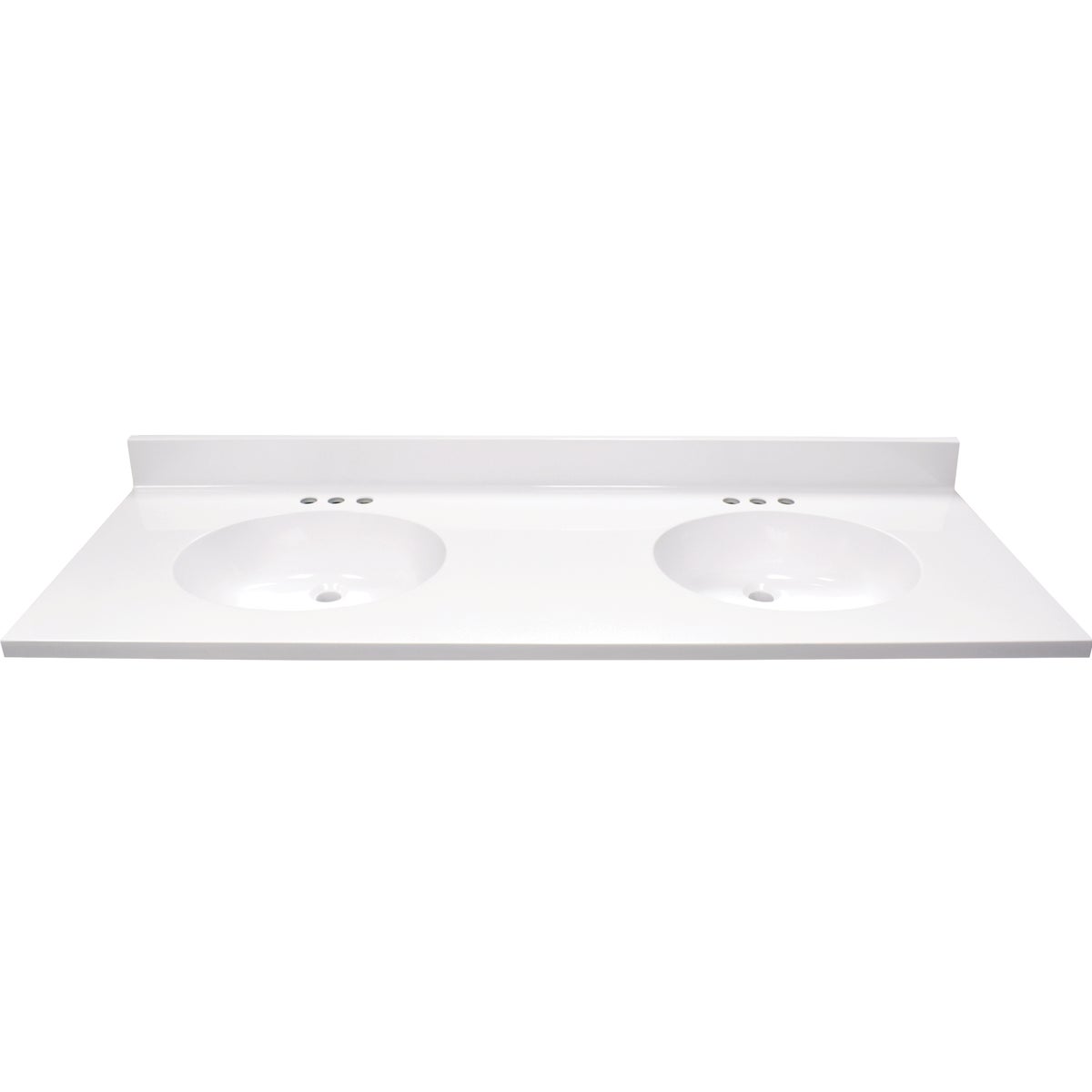 Modular Vanity Tops 61 In. W x 22 In. D Solid White Cultured Marble Flat Edge Vanity Top with Oval Bowl