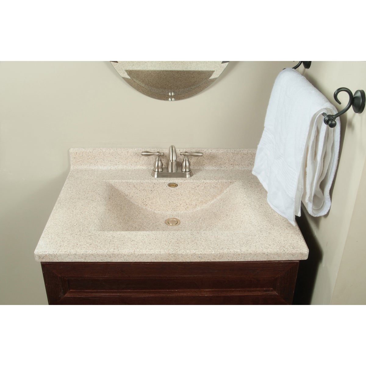 Imperial Marble 31 In. W x 22 In. D Cappuccino Faux Granite Vanity Top with Wave Bowl