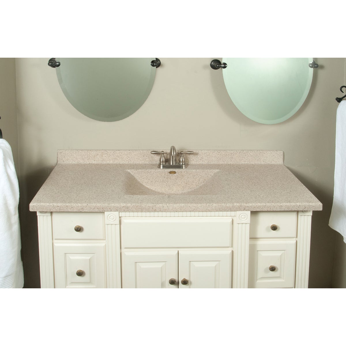 Imperial Marble 49 In. W x 22 In. D Cappuccino Faux Granite Vanity Top with Wave Bowl