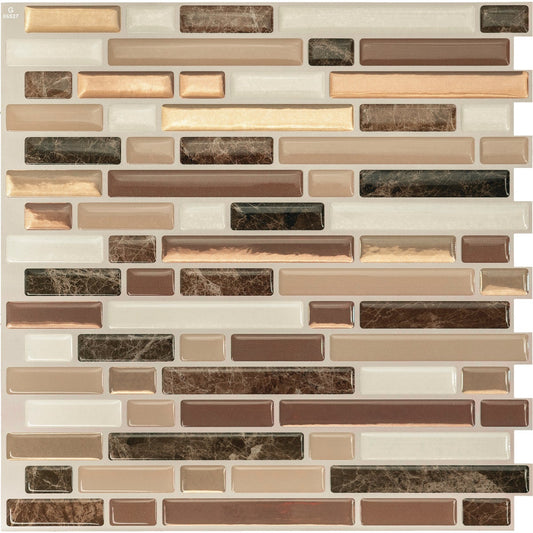 Smart Tiles Approx. 10 In. x 10 In. Glass-Like Vinyl Backsplash Peel & Stick, Bellagio Nola Mosaic (4-Pack)