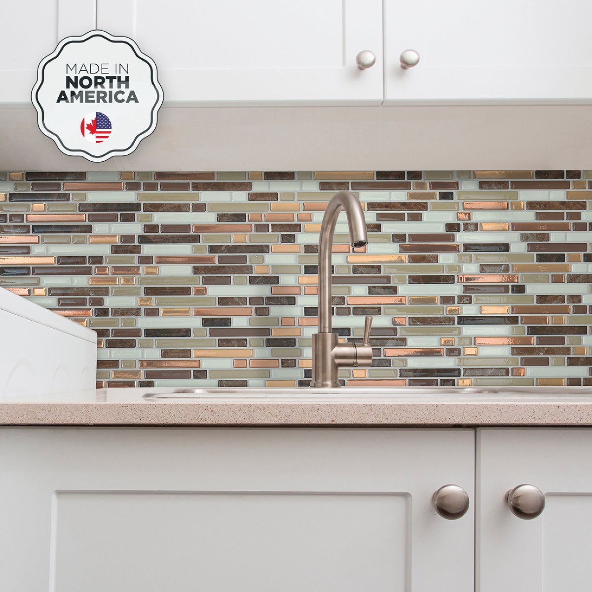 Smart Tiles Approx. 10 In. x 10 In. Glass-Like Vinyl Backsplash Peel & Stick, Bellagio Nola Mosaic (4-Pack)