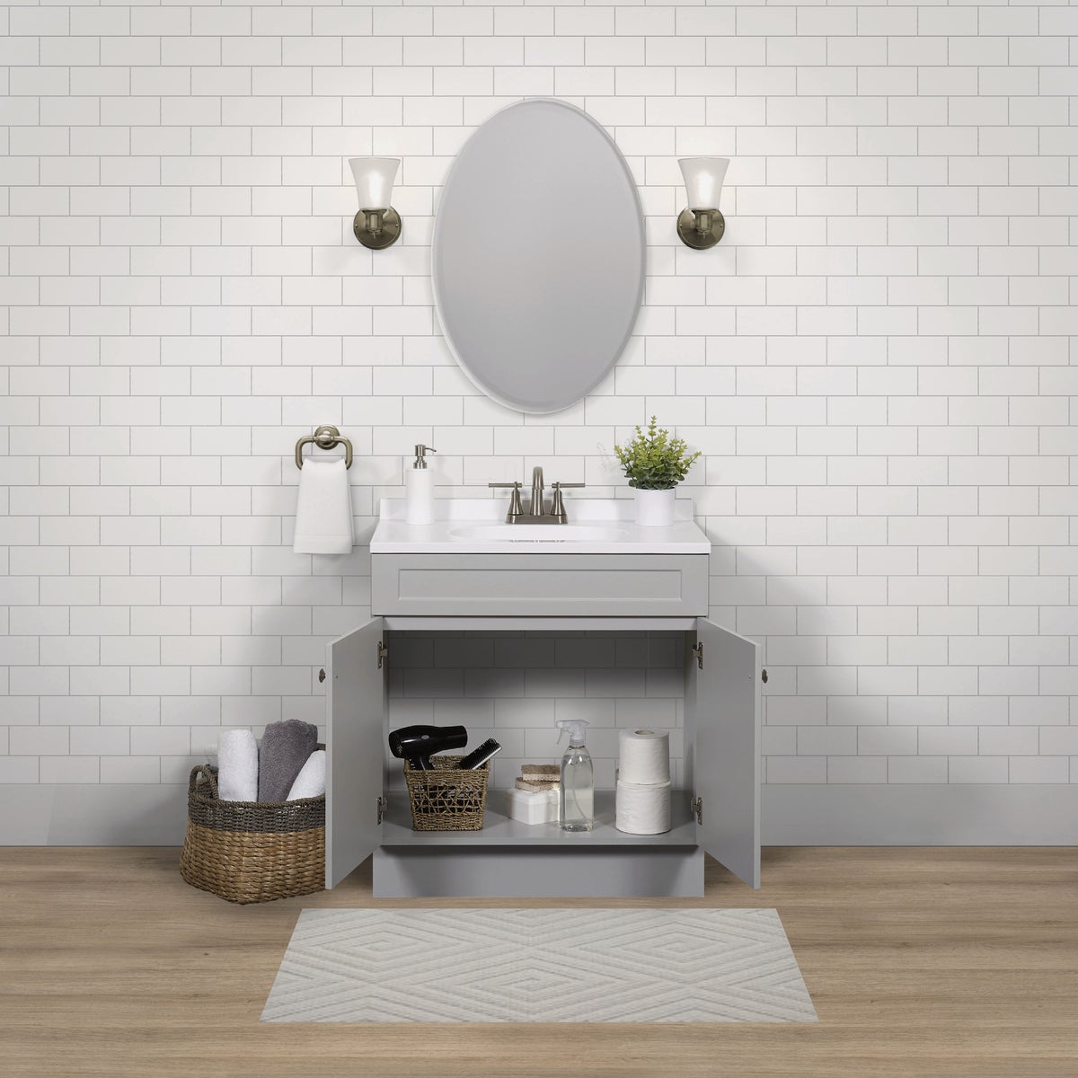 Zenith Zenna Home Cool Gray 30 In. W x 35 In. H x 18 In. D Shaker Vanity with White Cultured Marble Top