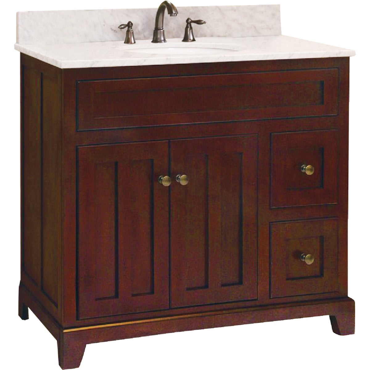 Sunny Wood Grand Haven Cherry 36 In. W x 34 In. H x 21 In. D Vanity Base, 2 Door/2 Drawer