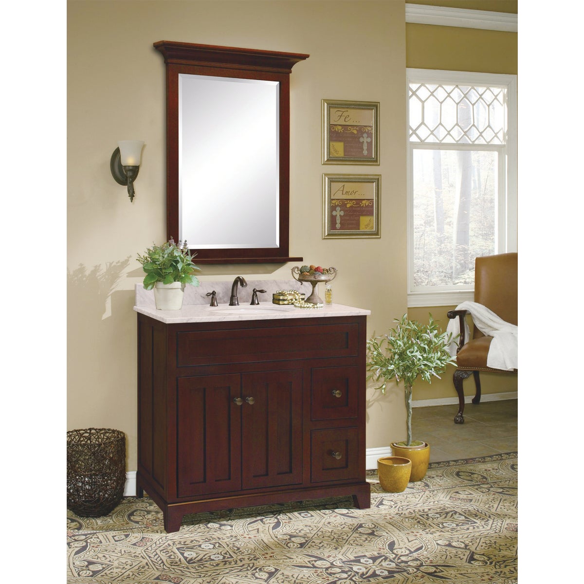 Sunny Wood Grand Haven Cherry 36 In. W x 34 In. H x 21 In. D Vanity Base, 2 Door/2 Drawer