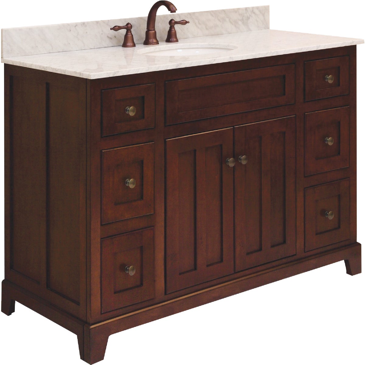 Sunny Wood Grand Haven Cherry 48 In. W x 34 In. H x 21 In. D Vanity Base, 2 Door/6 Drawer