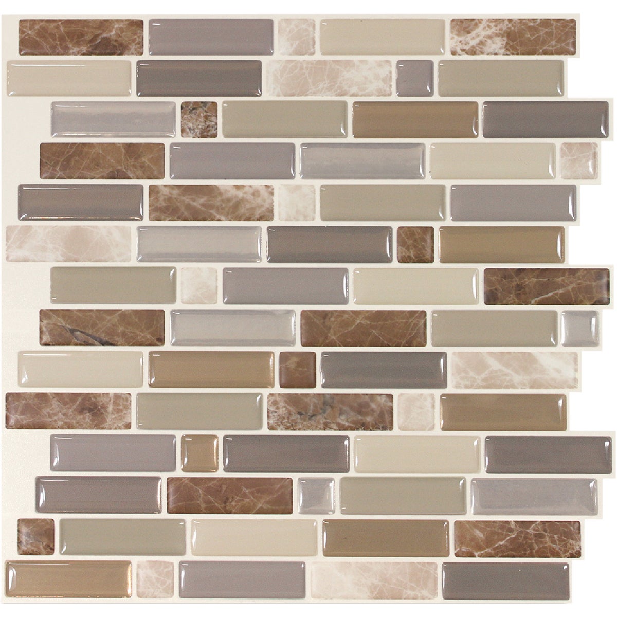 Smart Tiles Approx. 10 In. x 10 In. Glass-Like Vinyl Backsplash Peel & Stick, Crescendo Terra Mosaic (4-Pack)