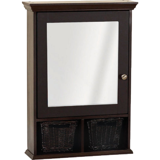 Zenith Espresso 21 In. W x 29 In. H x 6-1/2 In. D Single Mirror Surface Mount Medicine Cabinet with Baskets