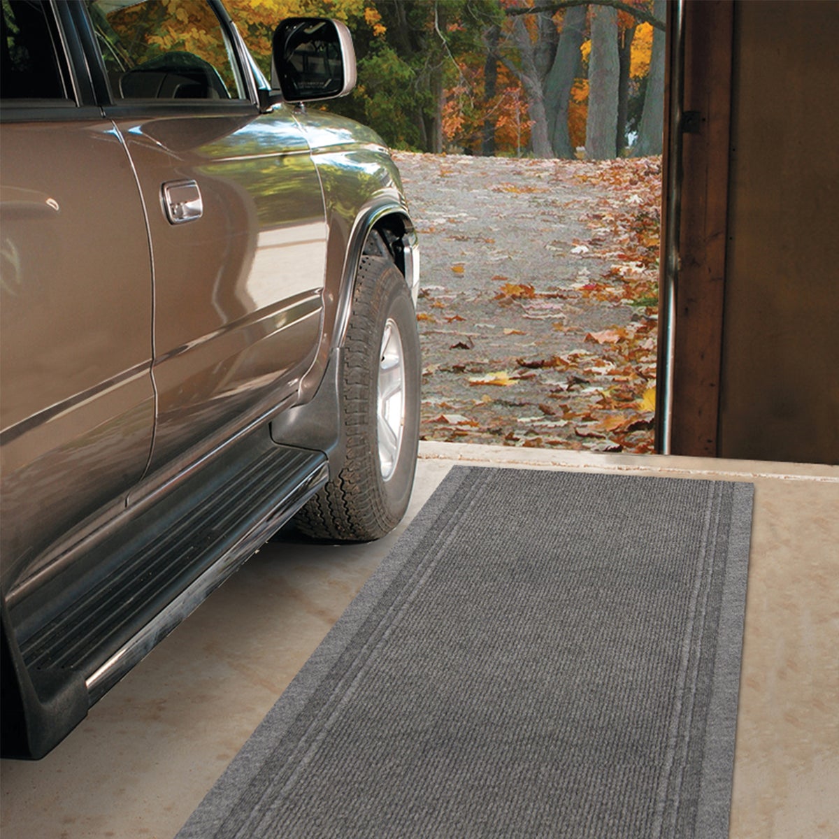 Multy Home Tracker 26 In. x 60 Ft. Gray Carpet Runner, Indoor/Outdooor