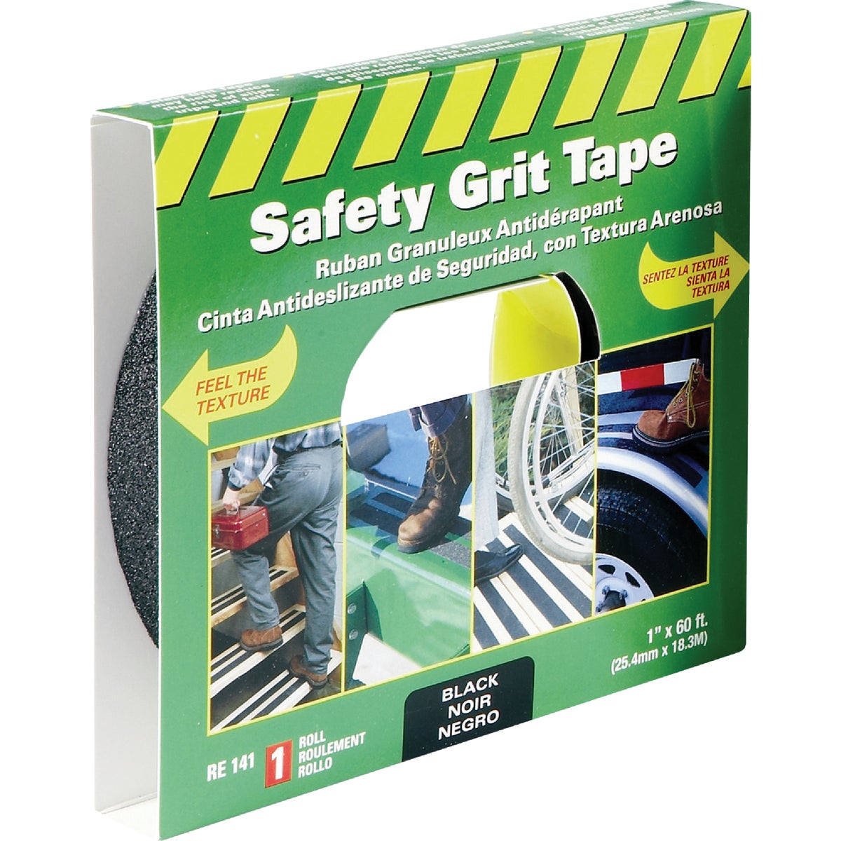 LIFESAFE 1 In.x 60 Ft. Black Anti-Slip Walk Safety Tape