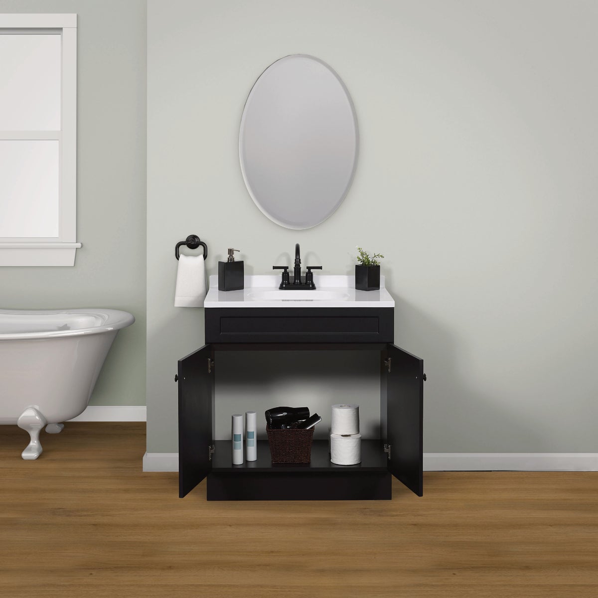 Zenith Zenna Home Espresso 30 In. W x 35 In. H x 18 In. D Shaker Vanity with White Cultured Marble Top