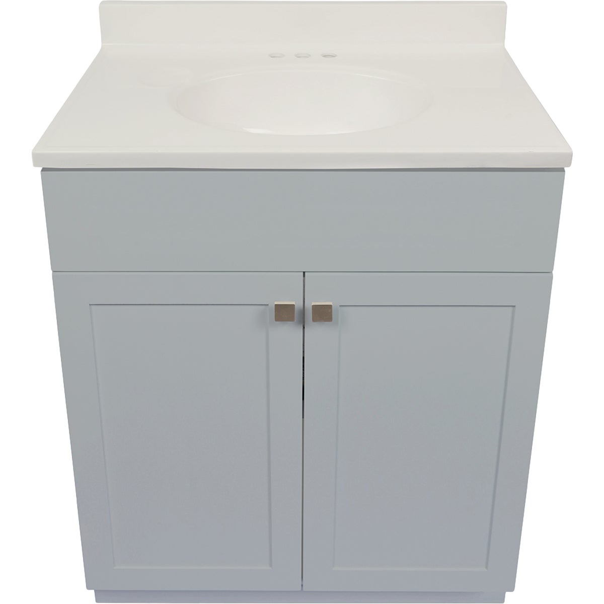 Modular Charleston Gray 30 In. W x 34-1/2 In. H x 18 In. D Vanity with White Cultured Marble Top