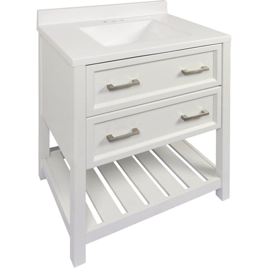 Modular Sorrento White 31 In. W x 34-1/2 In. H x 22 In. D Vanity with White Cultured Marble Top