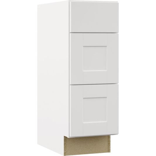 Continental Cabinets Andover Shaker 12 In. W x 34-1/2 In. H x 21 In. D White Drawer Vanity Base