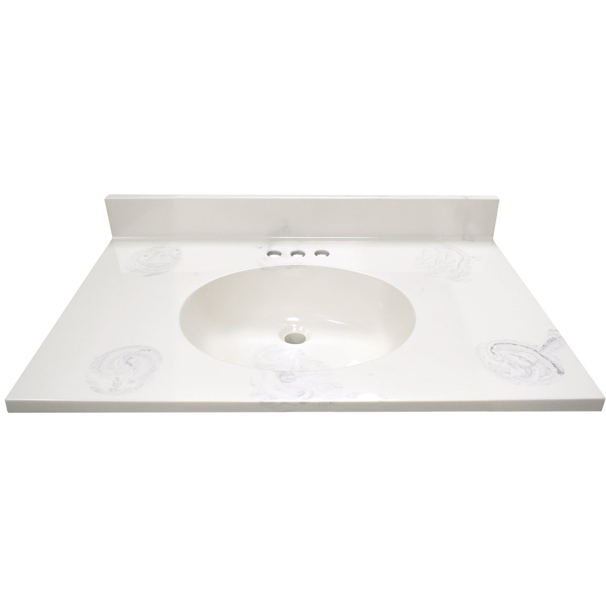 Modular Vanity Tops 31 In. W x 22 In. D Marbled Dove Gray Cultured Marble Flat Edge Vanity Top with Oval Bowl