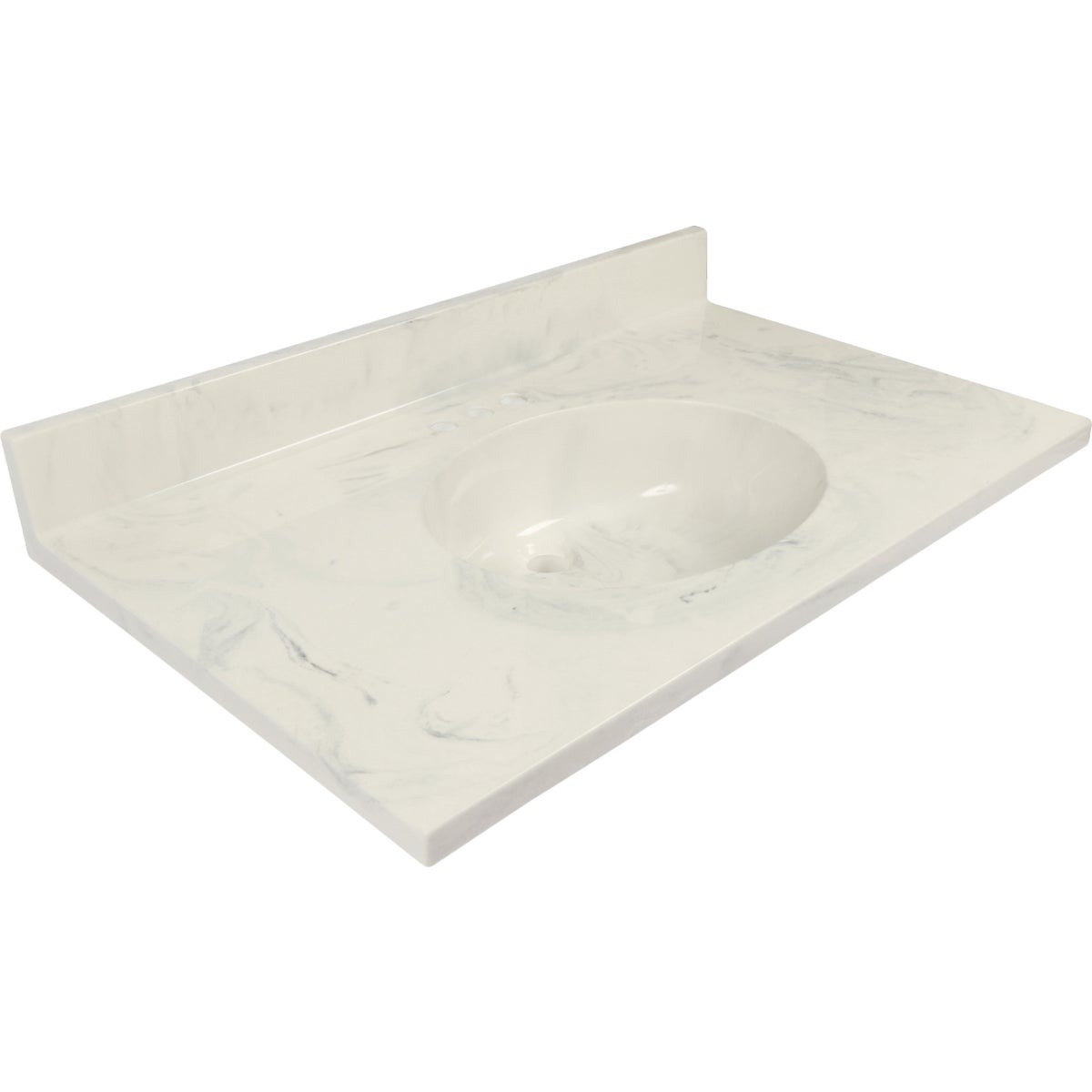 Modular Vanity Tops 37 In. W x 22 In. D Marbled Dove Gray Cultured Marble Flat Edge Vanity Top with Oval Bowl