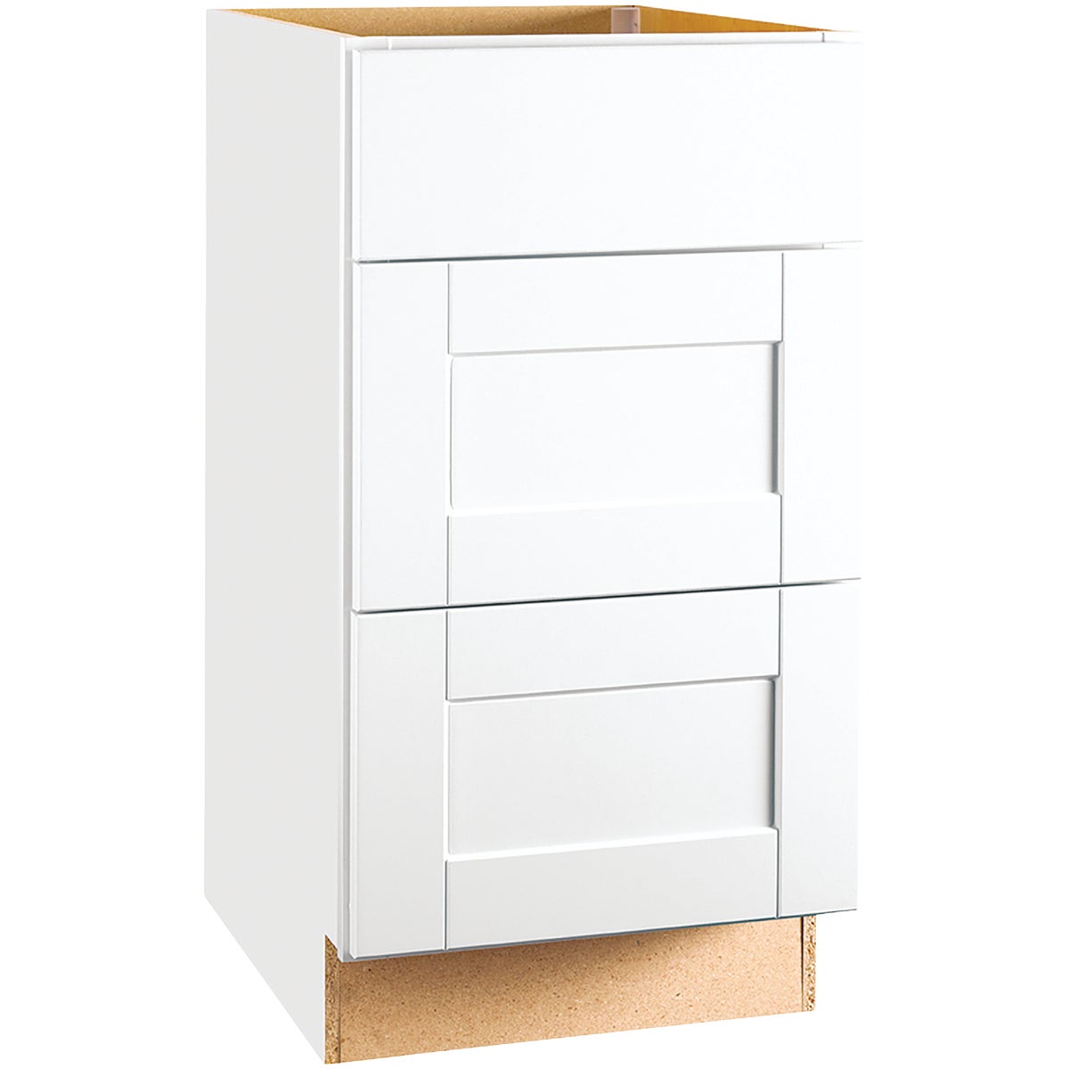 Continental Cabinets Andover Shaker 18 In. W x 34-1/2 In. H x 24 In. D White Thermofoil Drawer Base Kitchen Cabinet