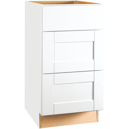Continental Cabinets Andover Shaker 18 In. W x 34-1/2 In. H x 24 In. D White Thermofoil Drawer Base Kitchen Cabinet