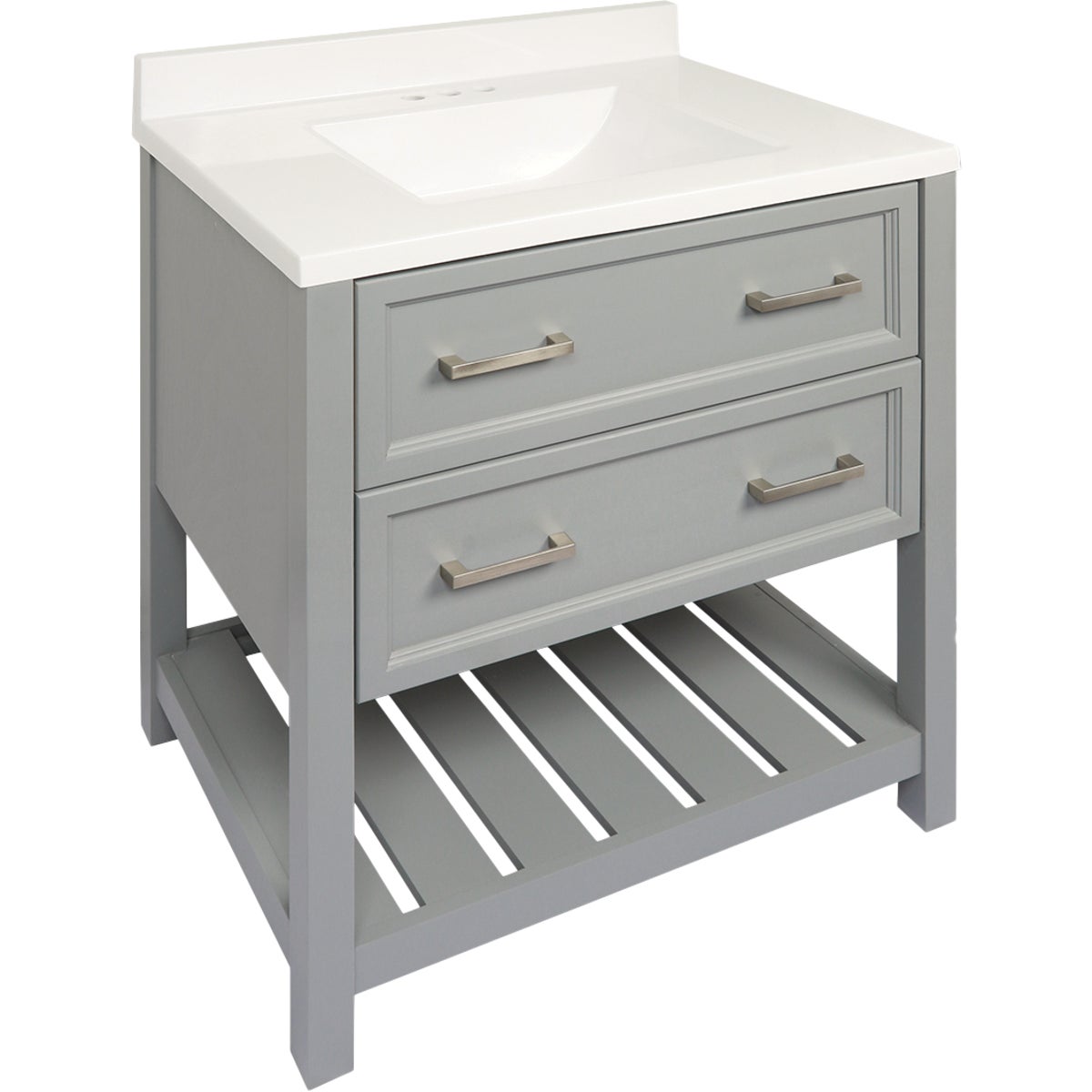 Modular Sorrento Gray 31 In. W x 34-1/2 In. H x 22 In. D Vanity with White Cultured Marble Top