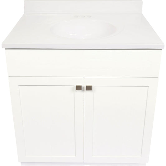 Modular Charleston White 36 In. W x 34-1/2 In. H x 21 In. D Vanity with White Cultured Marble Top