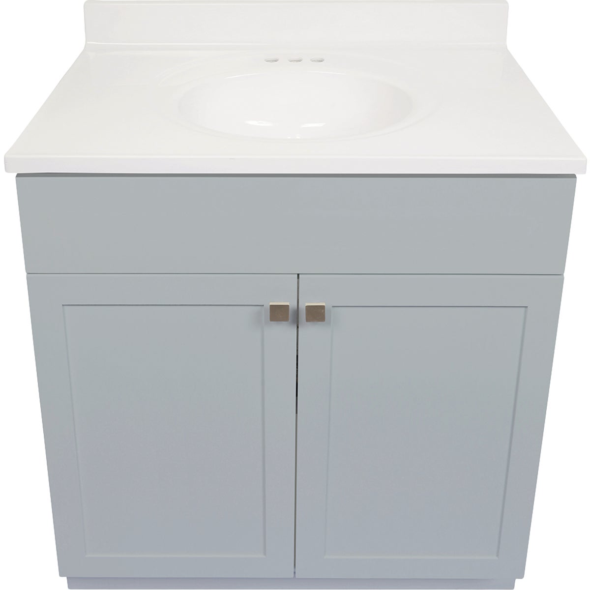 Modular Charleston Gray 36 In. W x 34-1/2 In. H x 21 In. D Vanity with White Cultured Marble Top